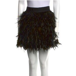 Alice + Olivia Feather Trim Mini Skirt